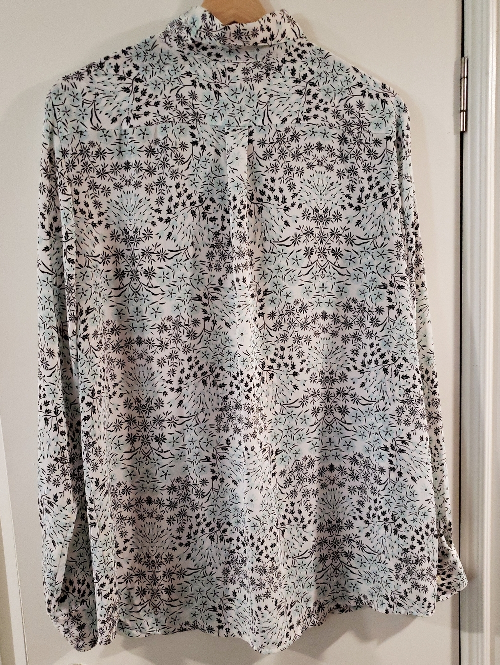 Banana Republic Off-White Button-Down Shirt with Black/Light Blue Floral Print - Picture 2 of 5